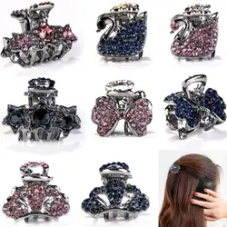 Vintage Claw Hair Clips Small Metal Hair Claws Grippers Crystal Rhinestone Clamps Hair Accessories for Girl and Women