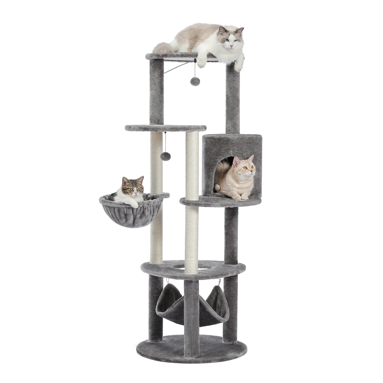 Árbol Rascador para Gatos Altura 53 cm Torre para Gatos 4 en 1 con