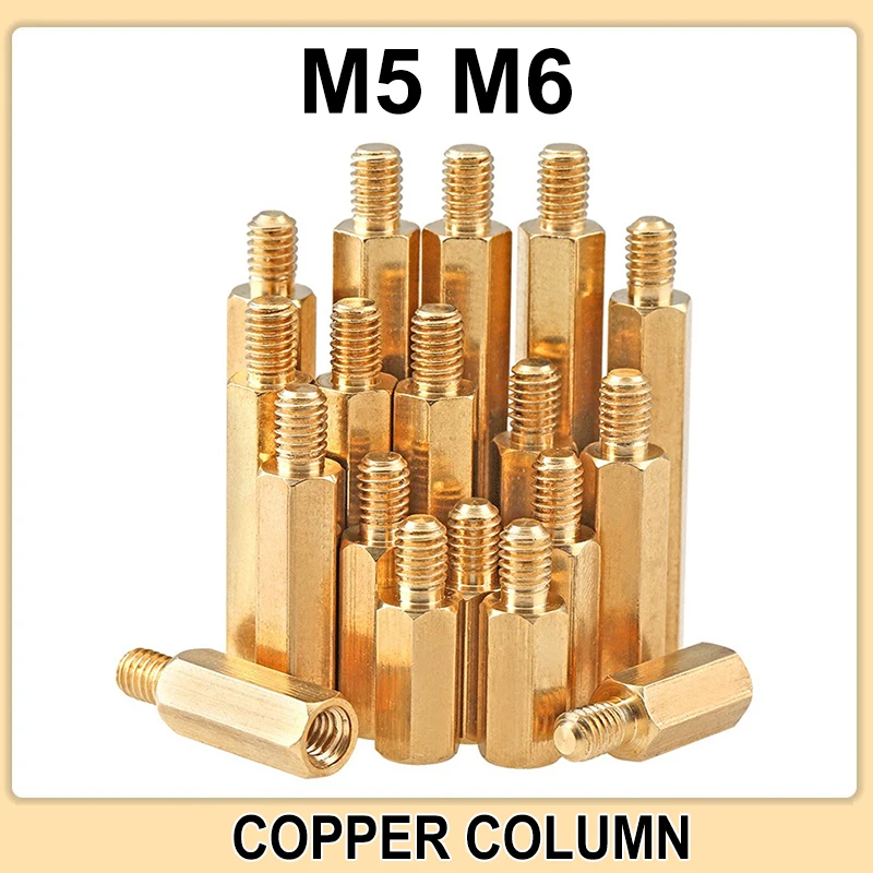 M5 M6 Hex Brass Standoffs for PCB Motherboards Male Female Threaded Pillars Spacer Column Bolt