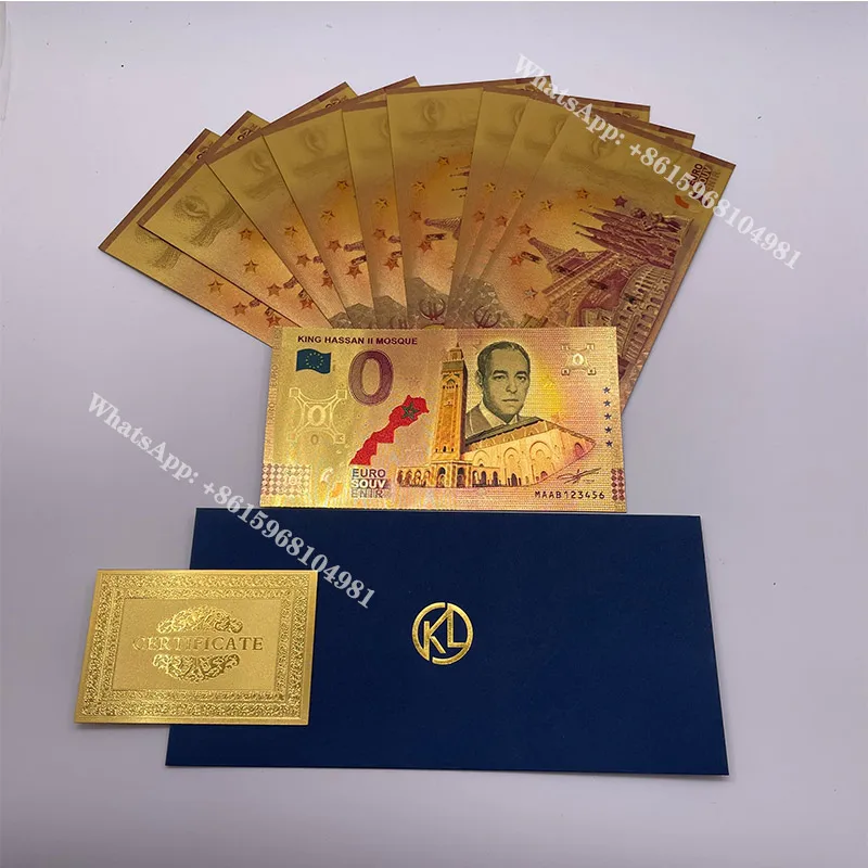 10 Pz/Lotto Di Alta Qualità O Eur Gold Banconote Collezione Decorazione 24K Placcato Oro Eur Note Commemorative Regali