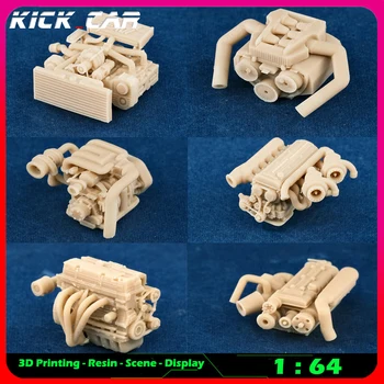 Kickcar 1/64 Modello di motore di veicolo Diorama in resina non colorata Strumenti di riparazione di scene di garage Decorazione Scena di simulazione Giocattolo