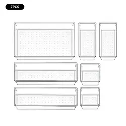 Clear Plastic Drawer Organizer Set: Versatile Desk Dividers for Bedroom, Office, and More (7PCs G1008A)