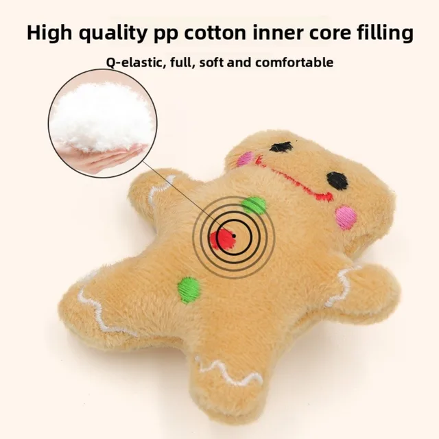 Cat Toys Christmas Elk Gingerbread Man Santa Claus Plush Cat Dogs Toys Interactive Play Cat Toys Self Hi Christmas Pet Supplies 3