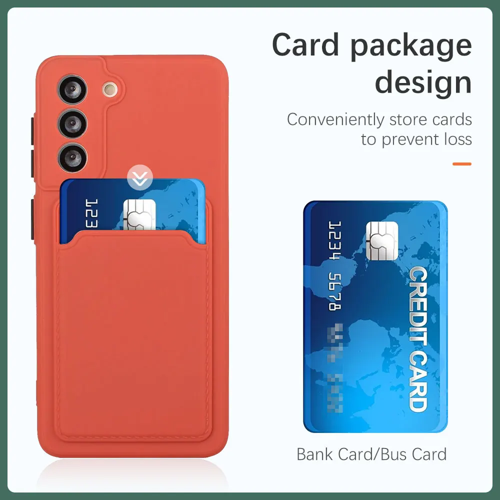 Phone Case Card Slot Bag Holder For Samsung Galaxy S24 S23 S22 S21 S20 Plus FE Note 20 Ultra Bumper Wallet Soft Shockproof Cover