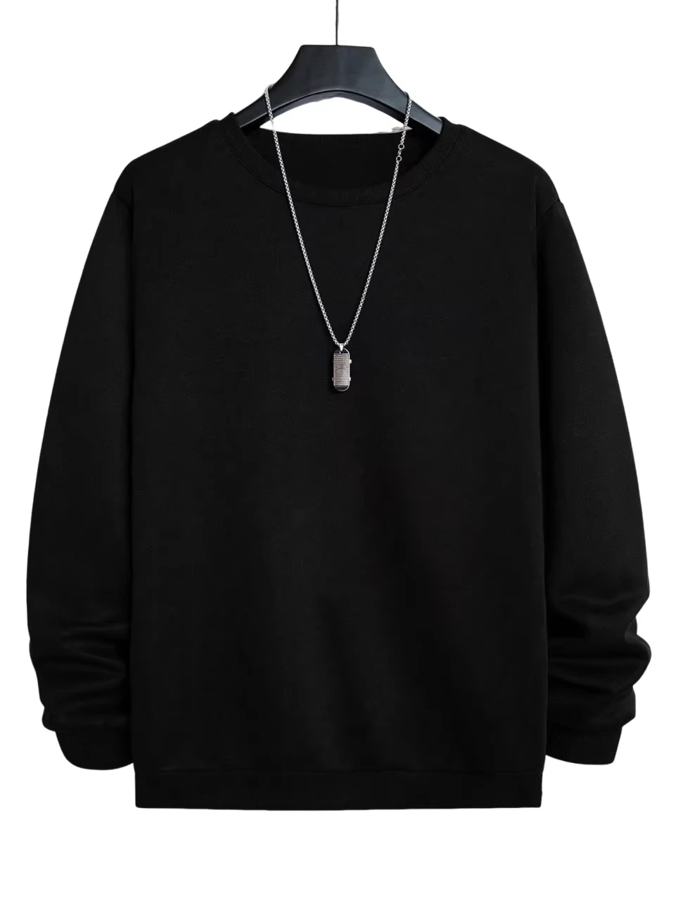 2025'in en çok satan düz renk bol ve nefes alan sokak modası retro erkek bisiklet yaka saf pamuklu kazak