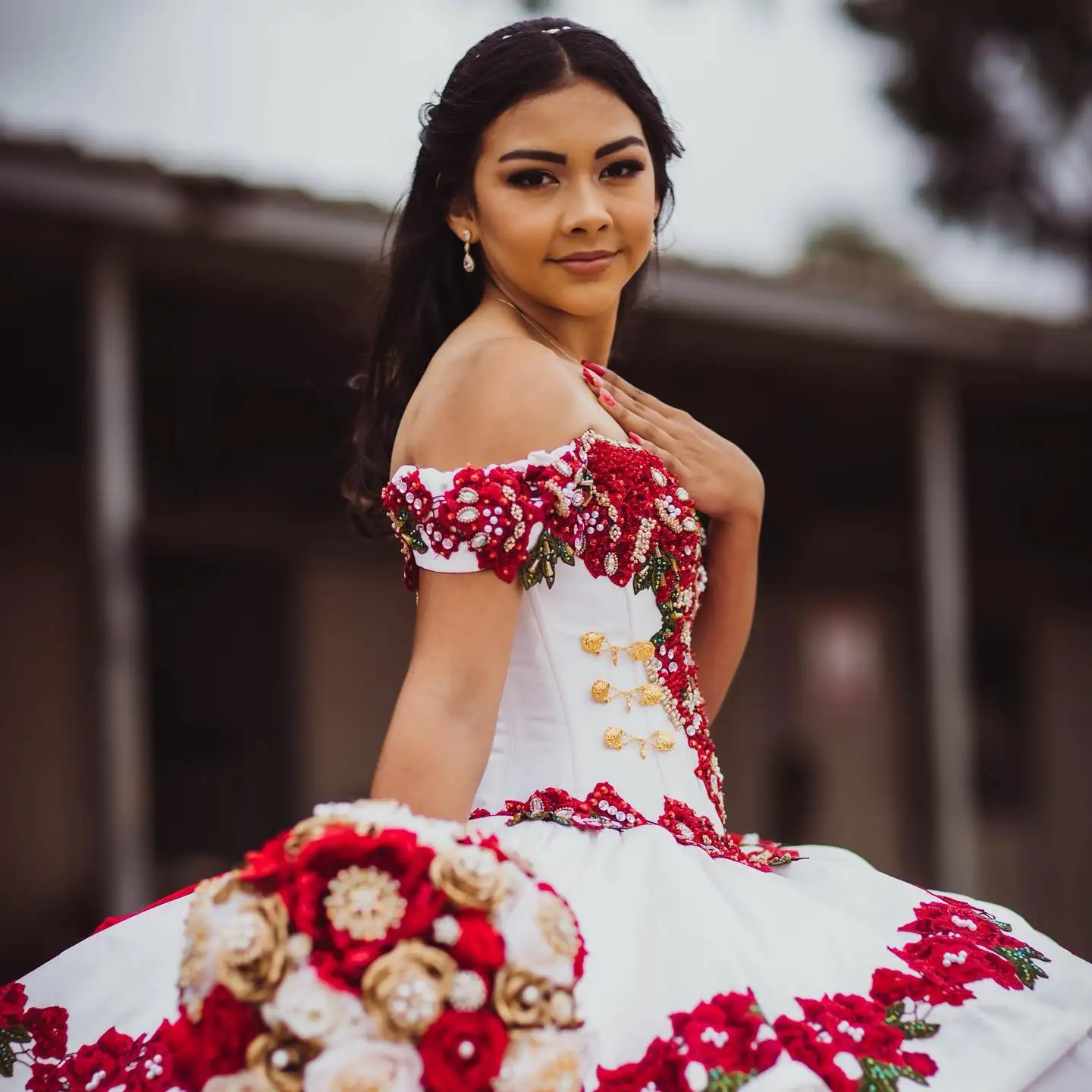 Red White Princess Quinceanera Dresses 