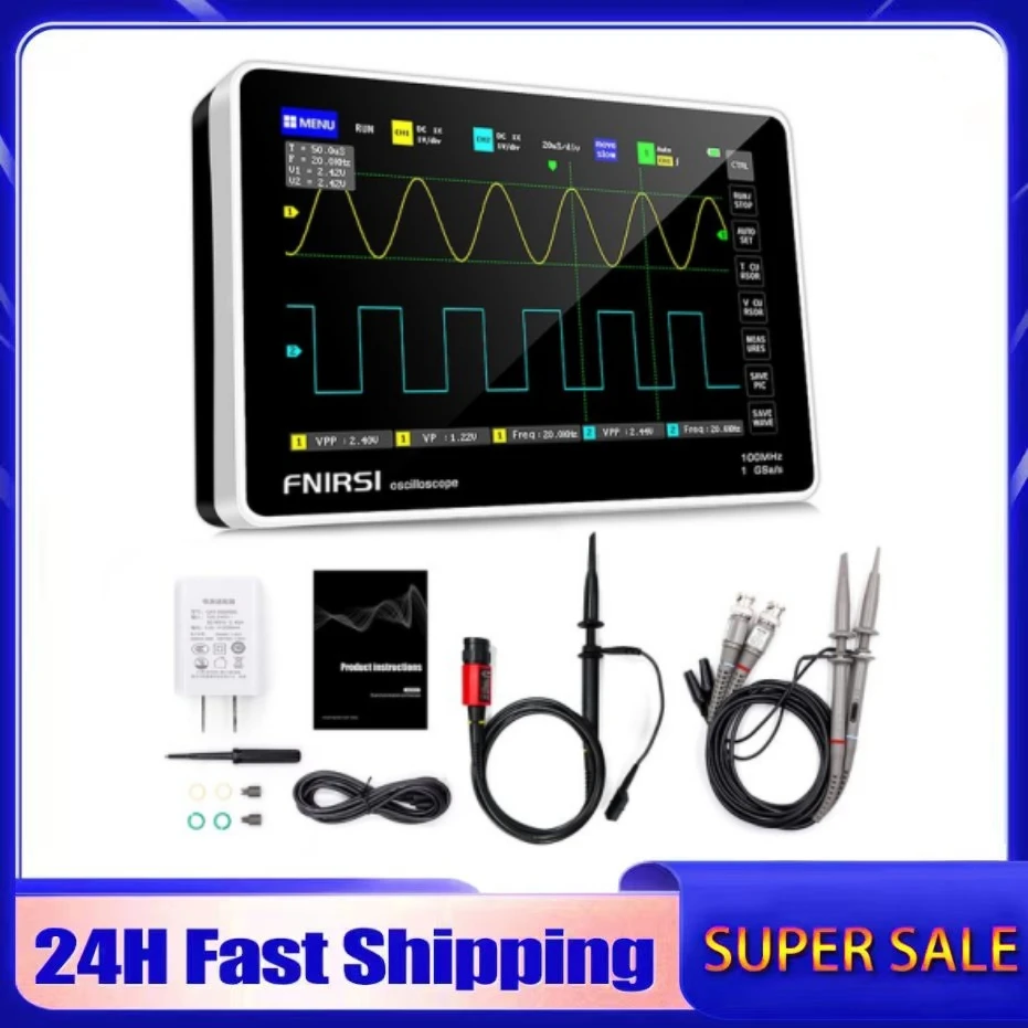 FNIRSI-1013D Digital Tablet Oscilloscope Dual Channel 100M Bandwidth 1GS Sampling Rate Mini Tablet Digital Oscilloscope