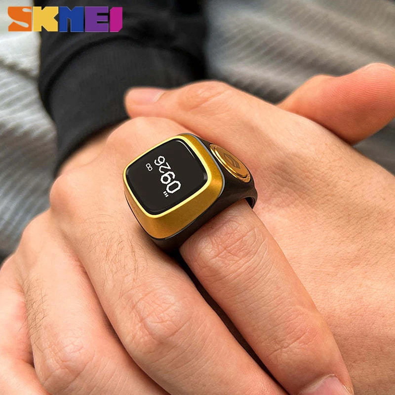 SKMEI New Fashion Casual Smart Ring For Men Women Smart Time Display Counter 5 Prayer Time Reminders Men's Rings Free Shipping