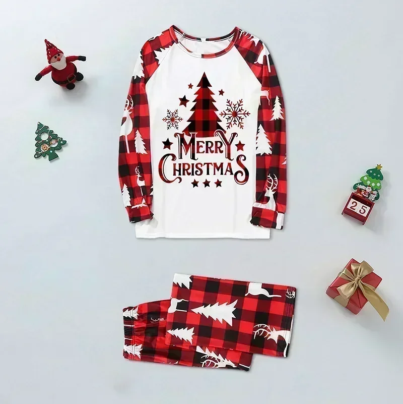 thumbnail image 5 of Conjunto de pijamas navideños familiares nuevos de 2024 con estampado de árbol de Papá Noel, trajes a juego para mamá, papá, niños y perros, disfraces suaves y lindos para niños y niñas, aspecto navid, 5 of 5