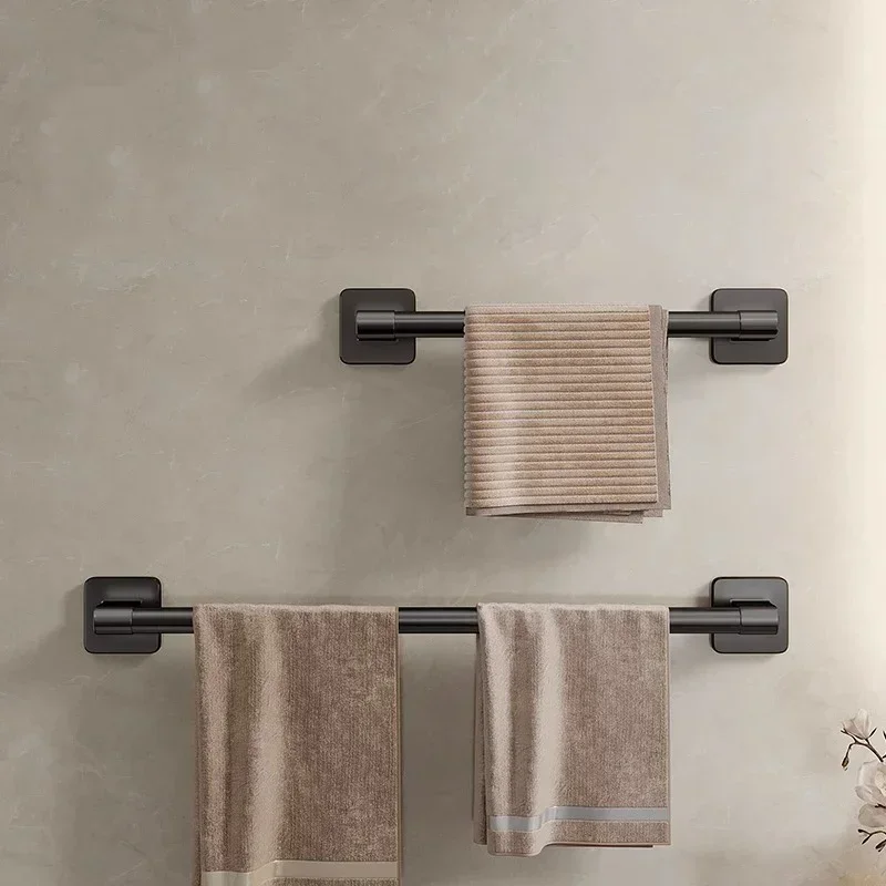 Towel Rack Towel Holder No Drilling Bathroom Organizers Self-adhesive Towel Bar Bathroom Shelves Kitchen Storages Rack Holders