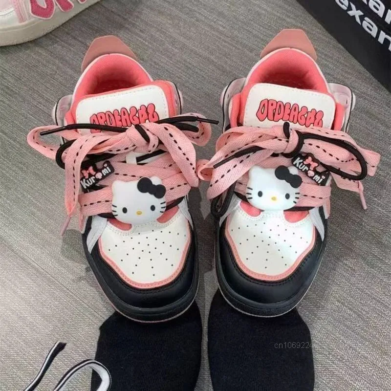 Sanrio Hello Kitty New Thick Soled Casual Shoes Korean Version Trend Versatile Board Shoes Y2k Sweet Cool Girl Dopamine Sneakers 4