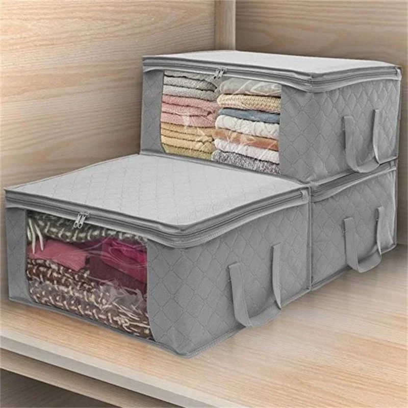 Large Capacity Non-Woven Clothes Quilt Storage Bag Dust-Proof Sweater Blanket Organizer Box Foldable Sorting Pouche Home Storage 2