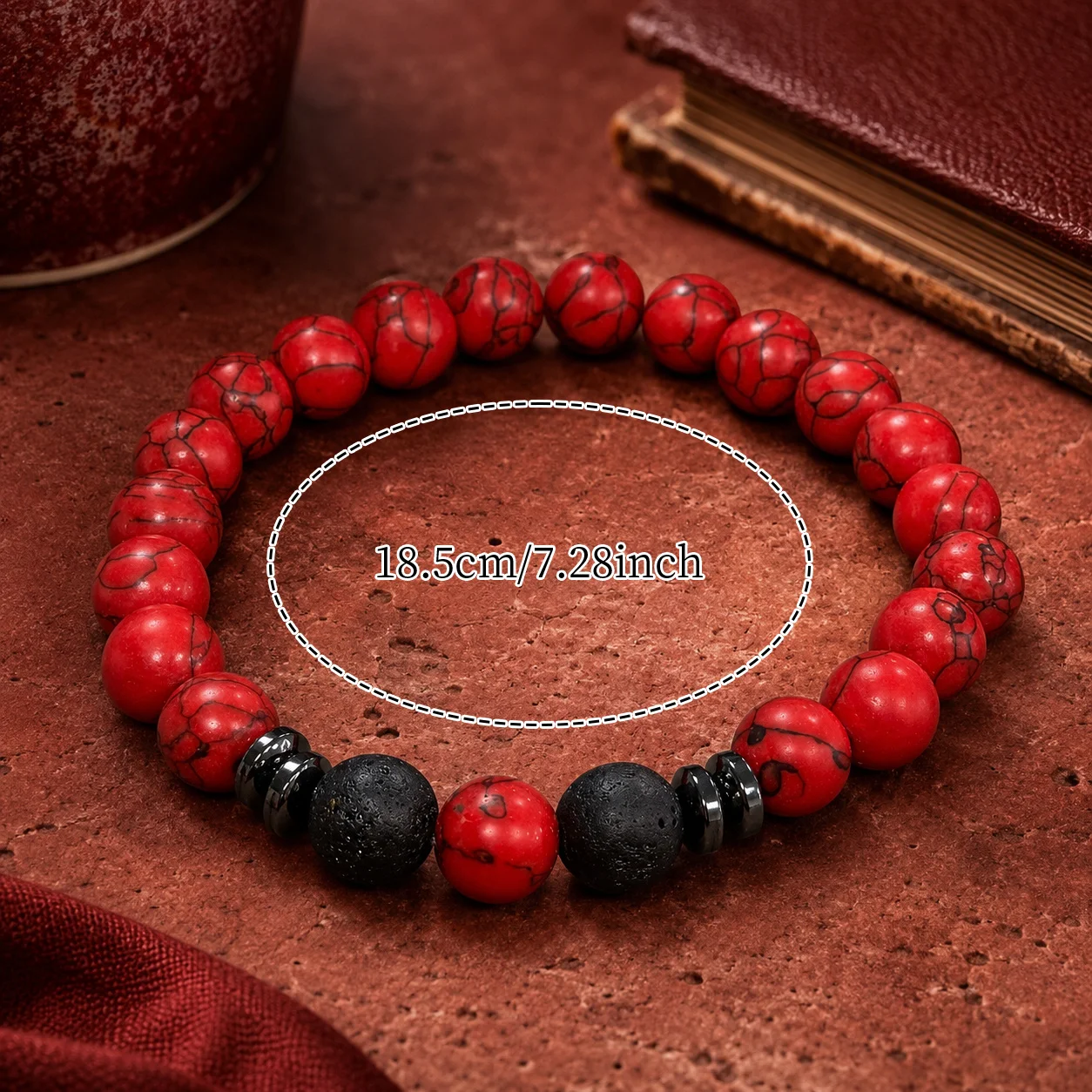 Elegant Red & Black Beaded Bracelet with Matte Finish—A Perfect Gift Choice