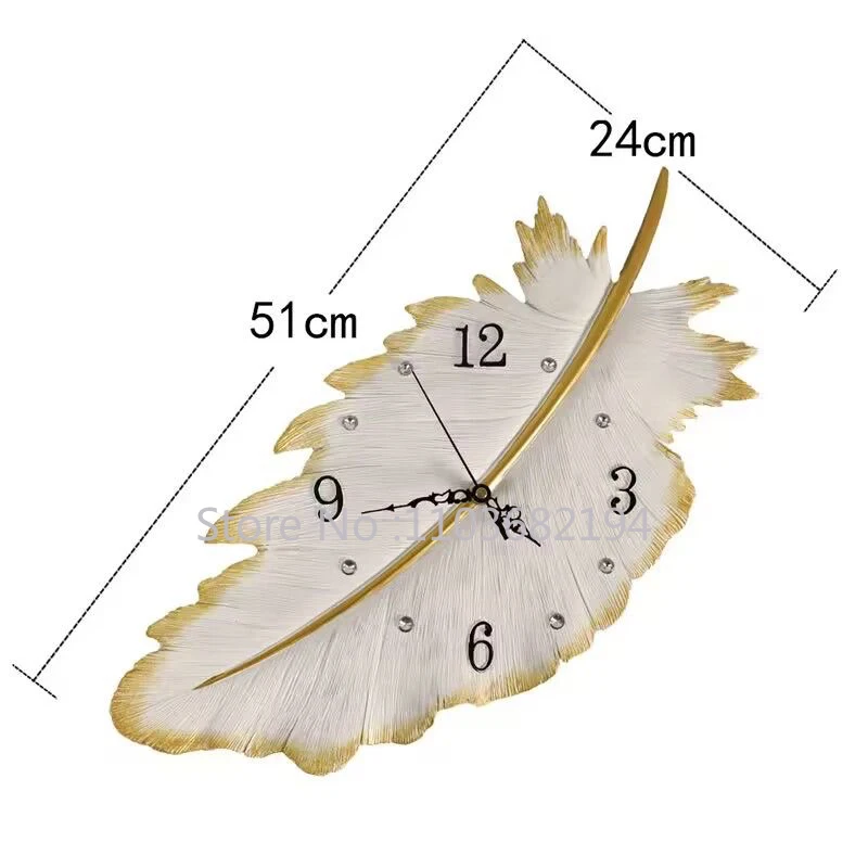 

Доставка товаров 24x51, современные роскошные бесшумные кварцевые настенные декоративные часы в форме пера из полимера, настенные часы для украшения дома, 2024