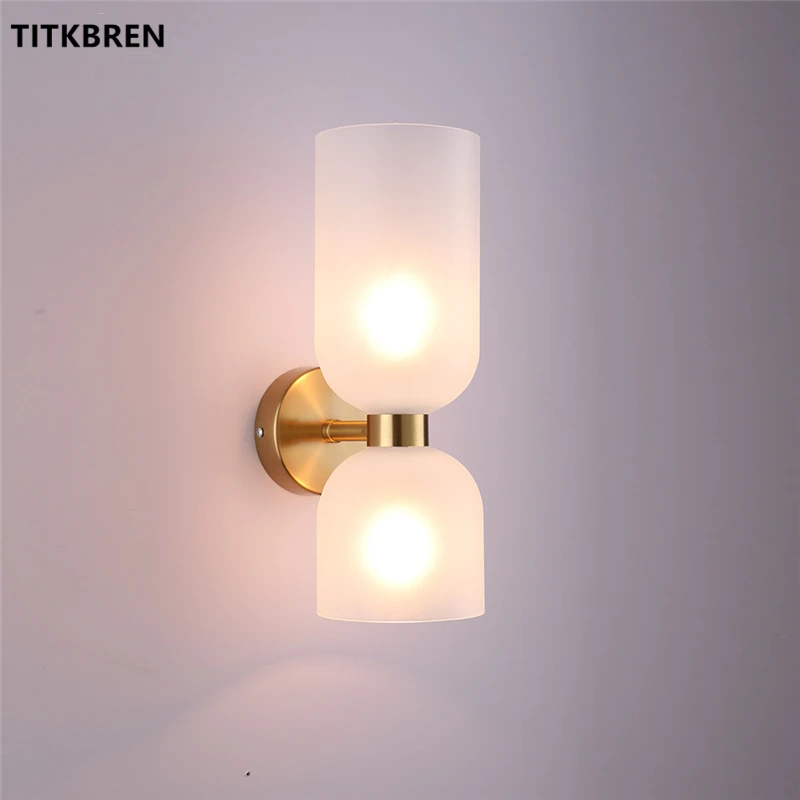 

Modern Luxury Wall Lamp Glass Shade Minimalist Corridor Wall Sconce Living room Bedroom Bedside Decorative Light E14 Bulb