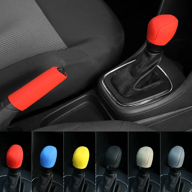 New 2Pcs Universal Manual Gear Shift Collars Car Silicone Gear Head Shift Knob Cover Handbrake Grip Car Hand Brake Covers Case