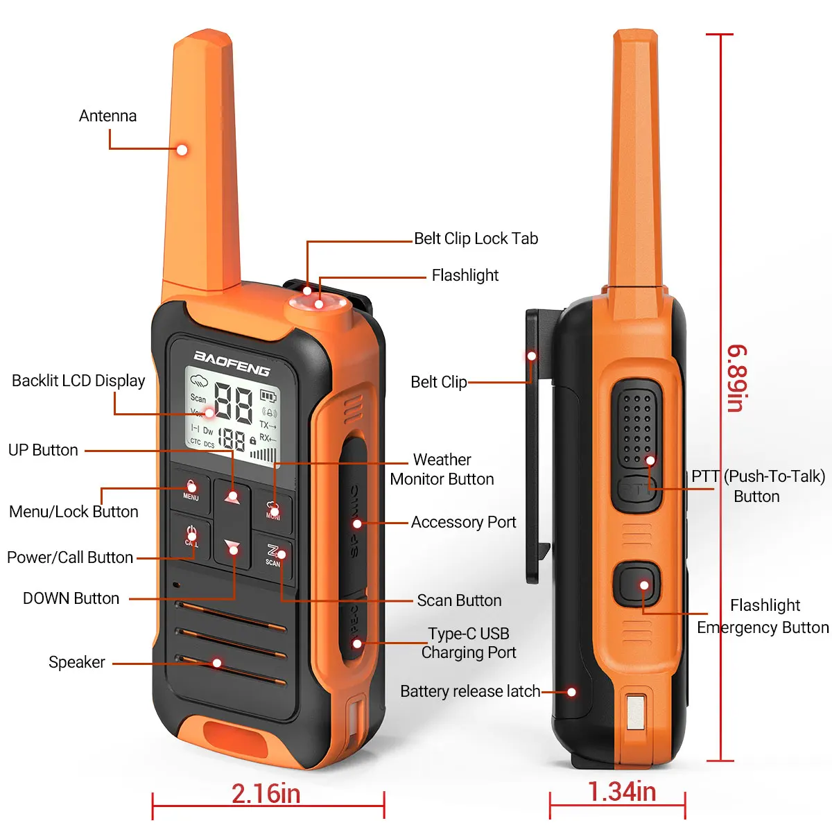 2PCS Baofeng F22 Walkie Talkie Portable Mini Communication Radio Profesional PMR446 /FRS Talkie Walkies Transceiver Radio 6