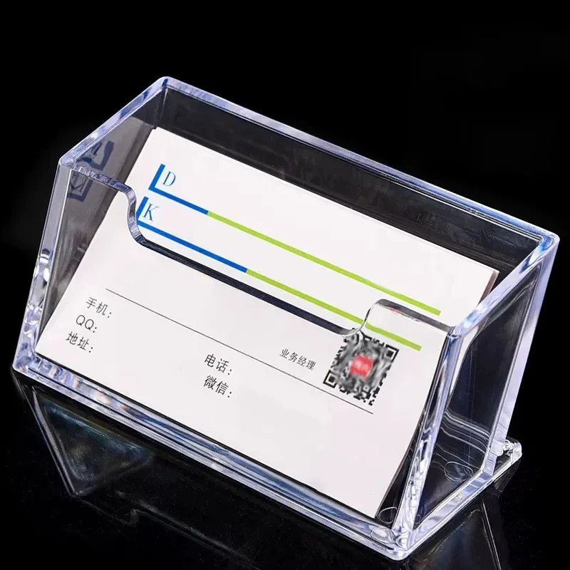 Business Card Holder Acrylic Clear Name Cards Organizer Office Desk Display Stand Transparent Business Card Shelf Storage Boxes