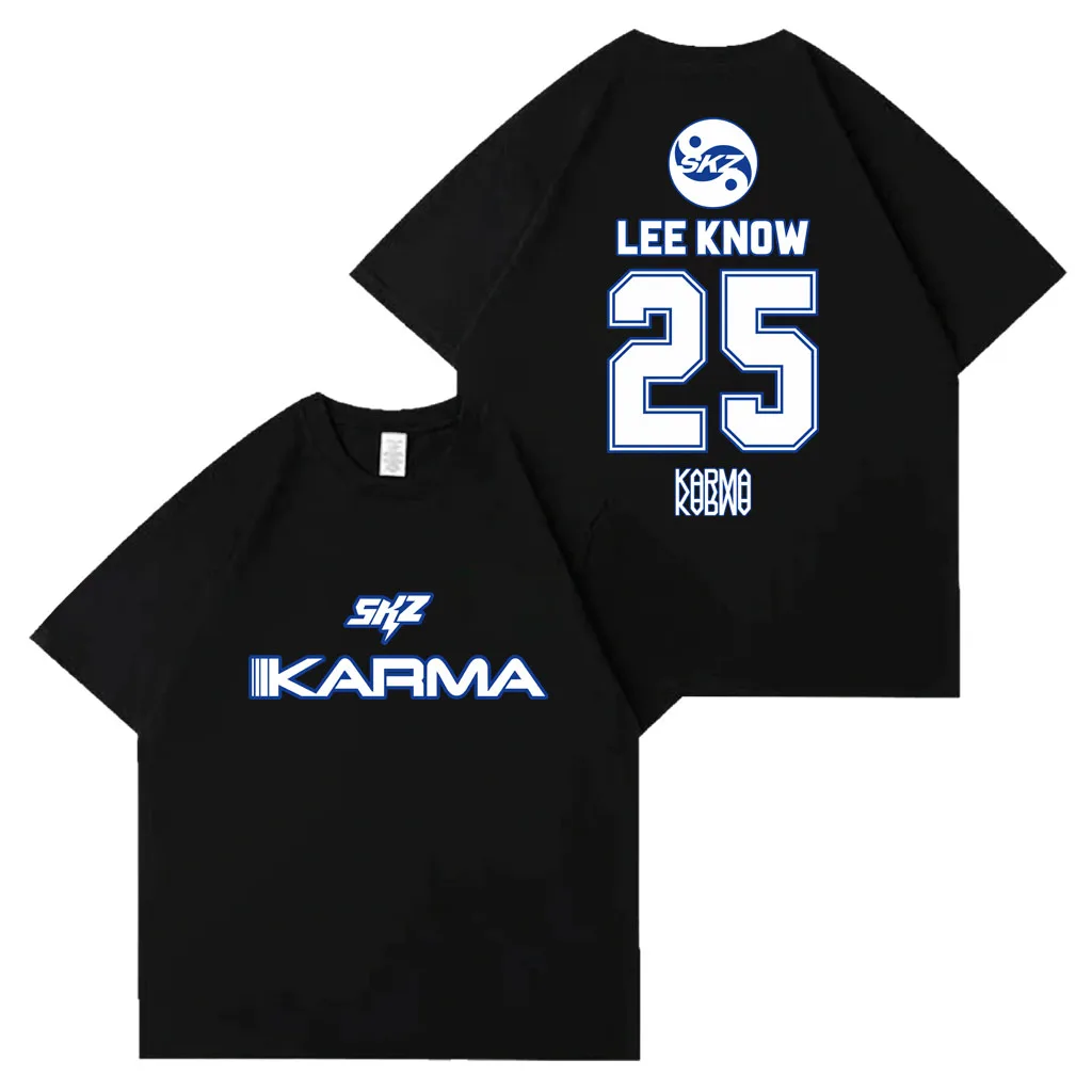Kpop Stray 2025 Das 4. Album KARMA Kpop Mode Lose T Shirt Männer Frauen Casual Baumwolle Gemütliche K-pop Kurzarm Top – Detail 8