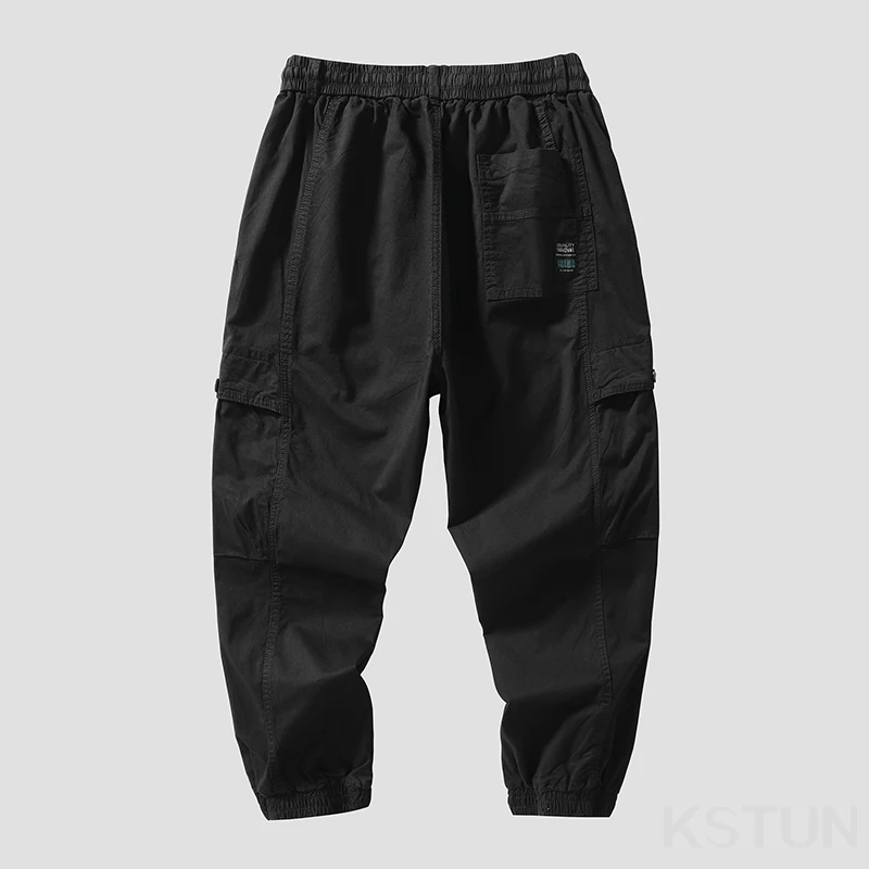 Men Cargo Pants Drawstring Elastic Waist Loose Jogger Casual Pant Harem Sweatpants