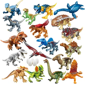 Velociraptor Triceratops Indominus T-Rex Model Jurassic World Dinosaurs Children Boy Assemble Building Blocks Educational Toys