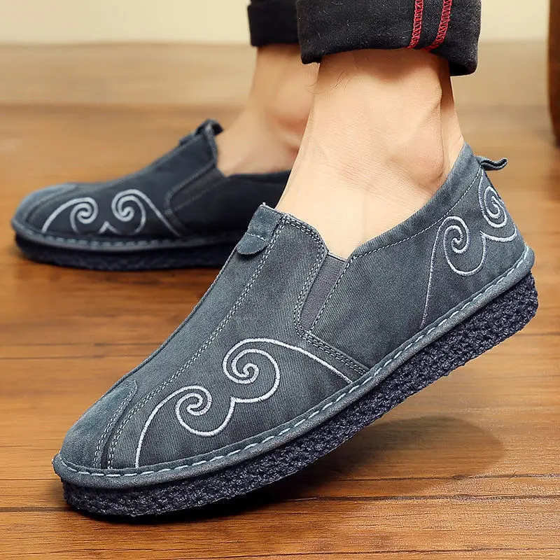 Vintage embroidery Kungfu Shoes Chinese Traditional Wushu Tai Chi Old Beijing Wing Chun Martial Art Sneakers