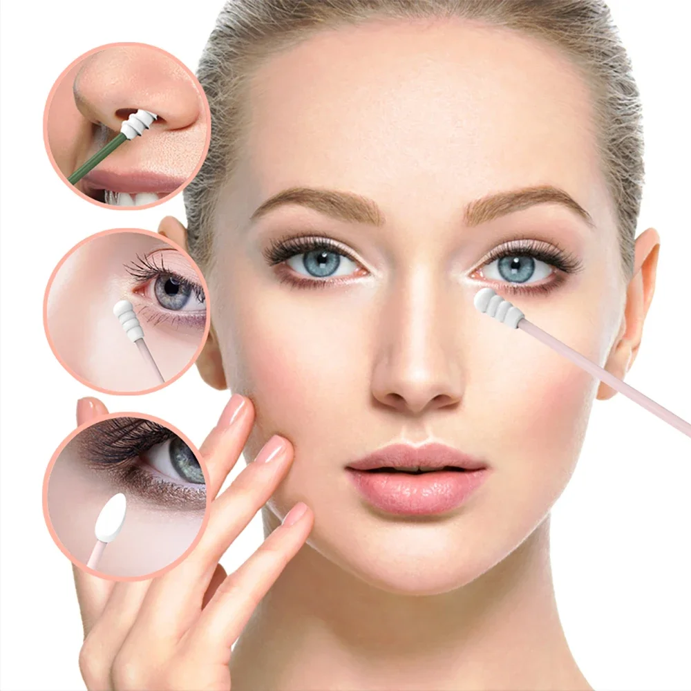 2-4Pcs Reusable Swabs Ear Cleaning Stick for Makeup Application Cleaning Double-headed Spiral Swab Ear Cleaner Swabs Care Tools