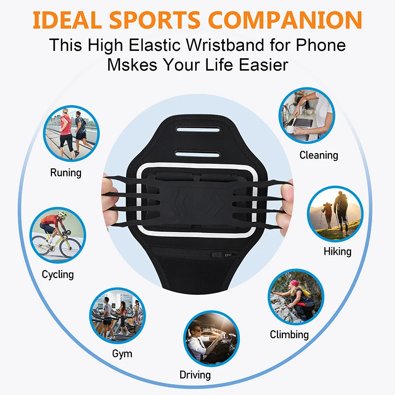 HAISSKY Detachable Running Sports Armband Case Universal Elastic Rotation Zipper Bag Arm Band Holder For iPhone Samsung Xiaomi