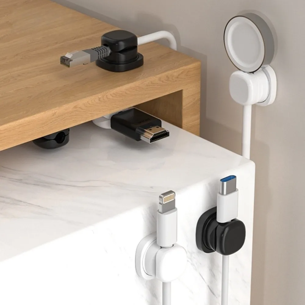 6pcs 접착식 데스크탑 케이블 정리기 회전식 벽걸이형 책상 아래 와이어 홀더 미끄럼 방지 조절 가능 코드 케이블 정리기
