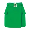 Y2K Summer Green/Black/White Candy Color Women Mini Straight Slit Skinny Skirt with Belt High Quality 1