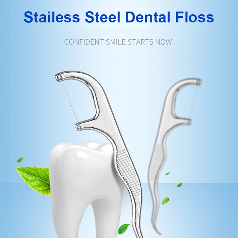Stainless Steel Dental Floss Toothpicks Environmental Friendly Material Oral Care Teeth Cleaning Tool Metal Teeth Stick 3pcs/bag
