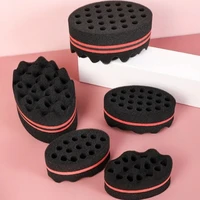 Brosse à cheveux ovale Double face torsadée magique, brosse en éponge pour bobine Afro naturelle ondulée, brosses en éponge pour tresses de cheveux 2