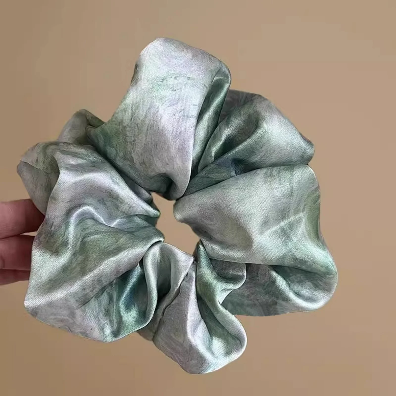 1PC Blue Watercolor Hair Scrunchie, Silk - Like Fabric Hair Tie, Elegant Hair Accessory for Women's Stylish Hairstyles