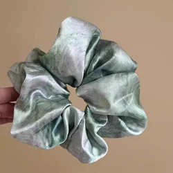 Elegant Blue Watercolor Silk - Like Hair Scrunchie - Stylish Women's Hair Accessory (Green)