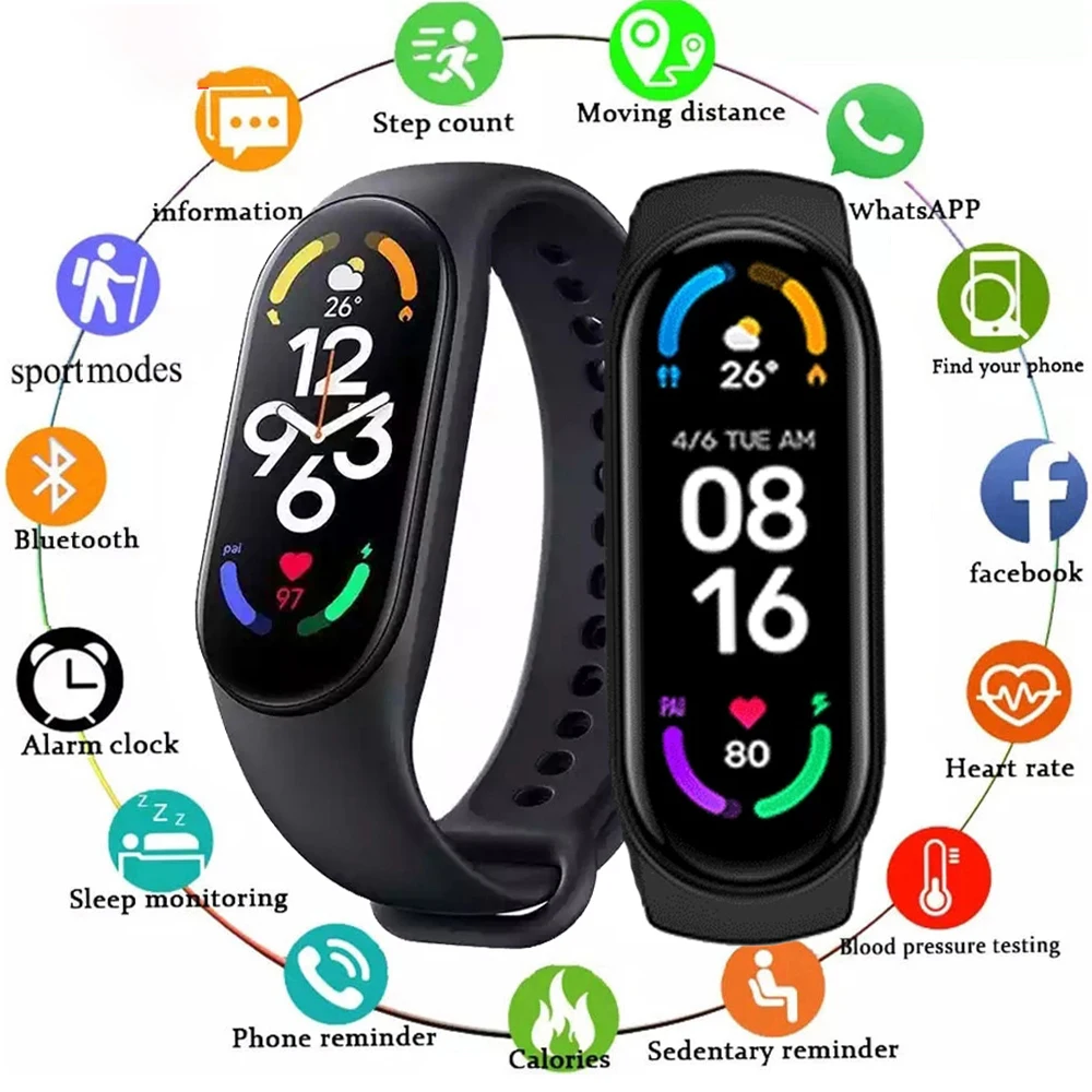 

New M7 Smart Watch Men and women Blood Pressure Heart Rate monitoring Step Count Recorder Sports Fitness waterproof smart watch