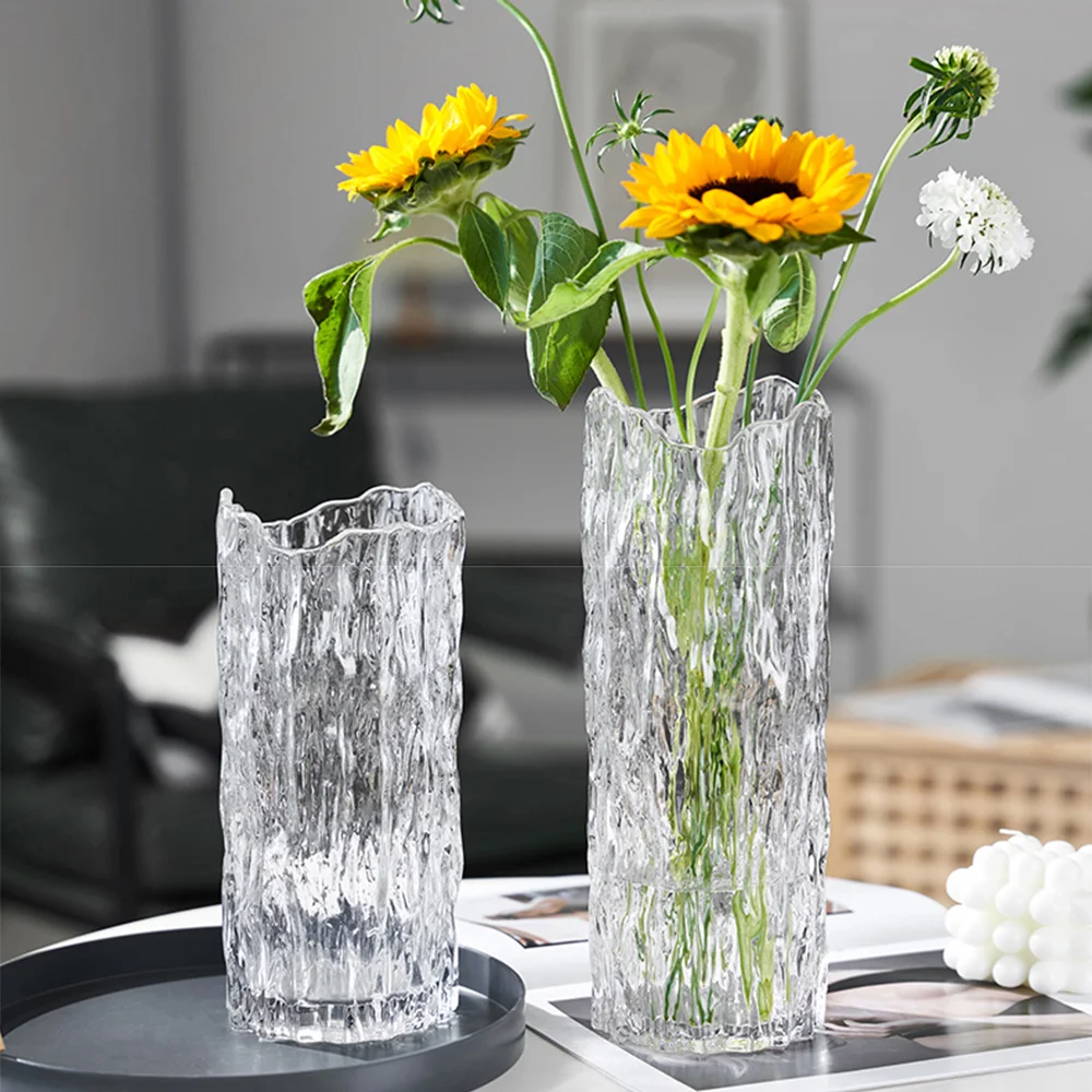 

Dried Flower Arrangement Cup Transparent Grey Glass Vase Home Decor Table Vase Bottle Water Culture Hydroponic Container Cups