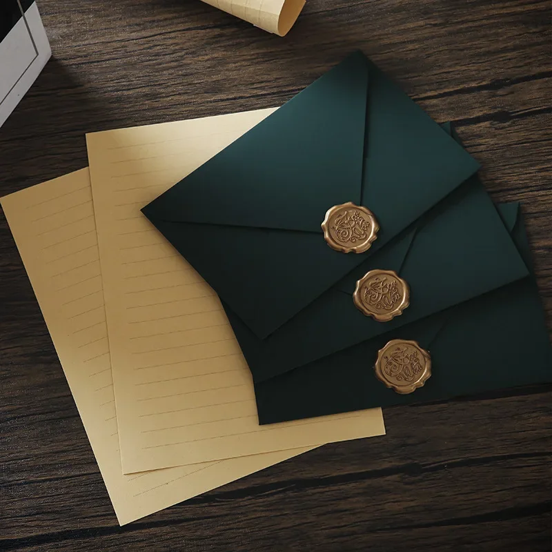 Mailing Envelopes 5pcs Thick Green 250g High-grade Paper Envelopes Letter Pads Wedding Party Invitations Cards Postcards Cover Cash Bag