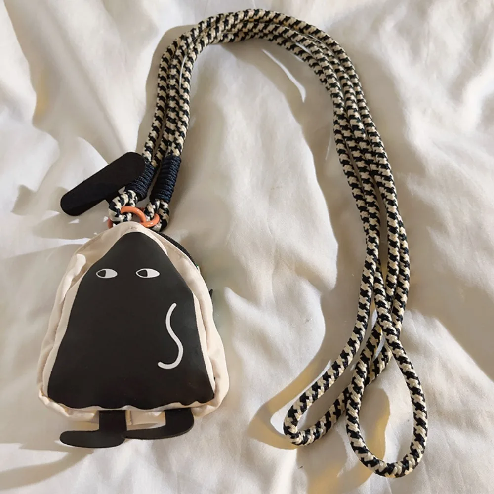 Cute Anti-Lost Lanyard Coin Purse Cartoon Nylon Money Bag Small Wallet Girl Boy