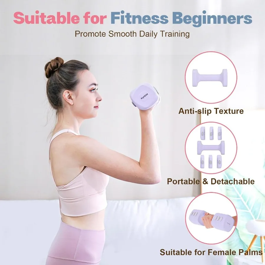 Adjustable Dumbbell Set of 2, 4 in 1 Free Weights Dumbbells Set for Women with Fast Adjustment, Each 2lb 3lb 4lb 5lb Hand Weight