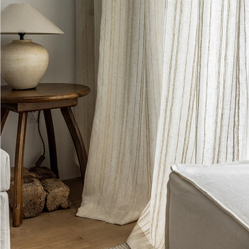 Curtain for Living Room Retro Pastoral Minimalism Home Decoration Romantic Bedroom Balcony Translucent Window Screening Cortinas