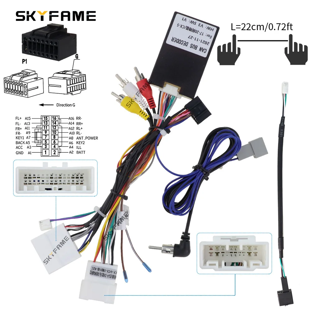 Car 16 Pin Stereo Wire Harness Adapter With Canbus Box Decoder for Mazda 3 Axela CX-3 CX-5 Mazda 6 Atenza CX3/CX5