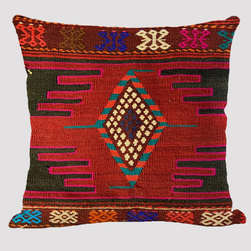 Bohemian Patterns Linen Cushions Case Multicolors Abstract Ethnic Geometry Print Decorative Pillows Case Living Room Sofa Pillow 