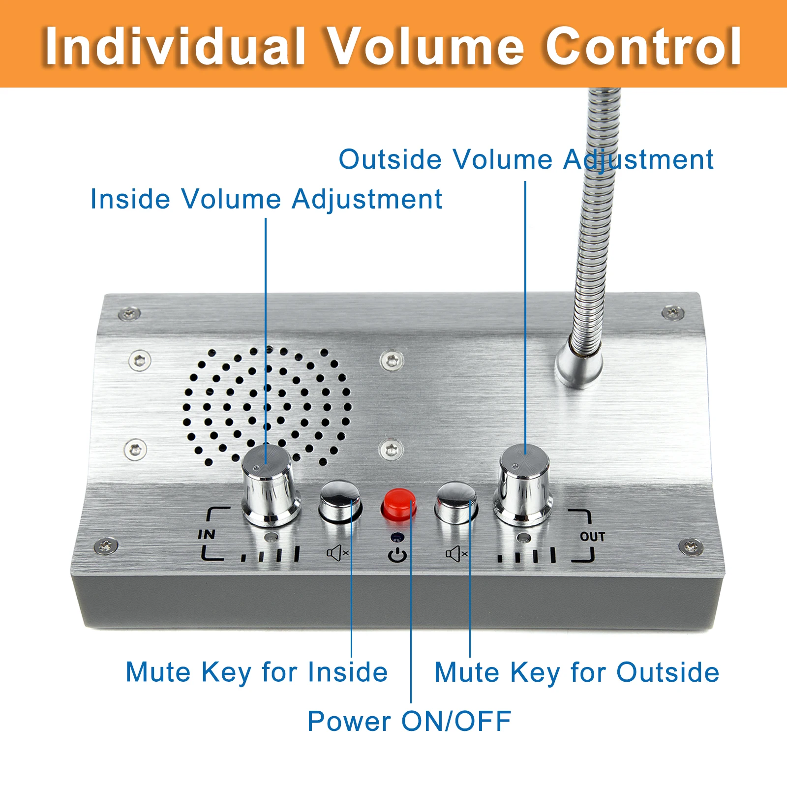 Window Intercom Dual Way Intercommunication Microphone Talk Through Glass Intercom Speaker System for Bank Counter Office Ticket