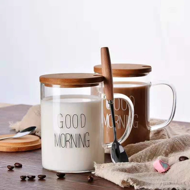 Stripe Glass Coffee Mugs Large Capacity Tumbler Milk Juice Water Cup with  Handle Transparent Mug Dessert Breakfast Cup Drinkware - AliExpress