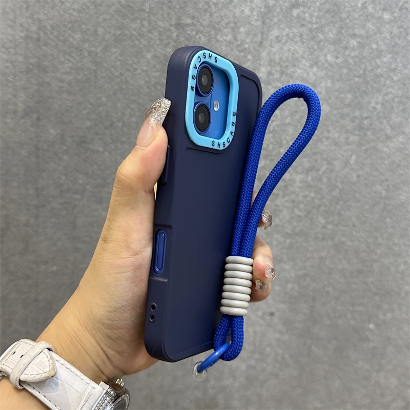 Stylish Wrist Strap Bracelet Phone Case with Colorful Lens Bumper Cover