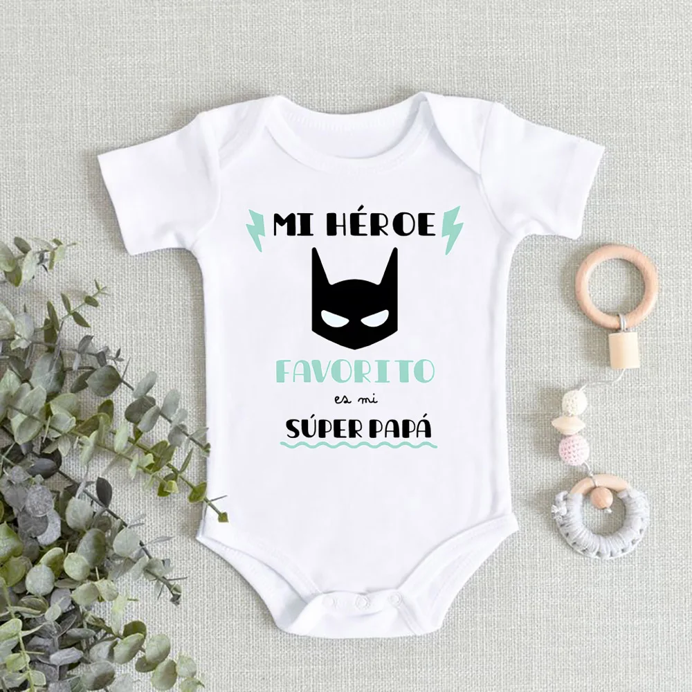 

My Favorite Hero Is My Super Dad Baby Romper Father's Day Infant Print Jumpsuits Summer Short Sleeve Bodysuit Father Day Clothes