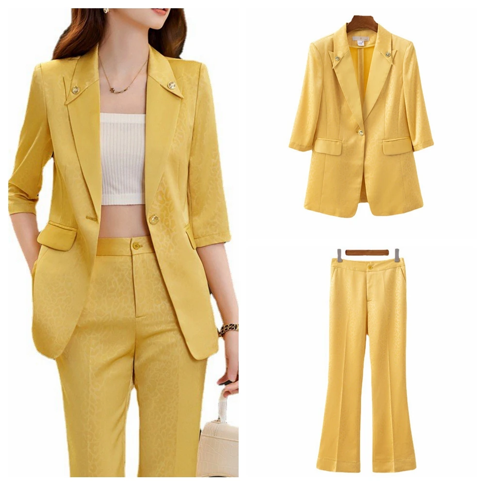 Superior Quality  Spring Formal Ladies Fashion Blazer Women Business Suits with Sets Work Wear Office Casual  Pants Jacket  Suit