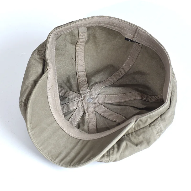 Washed Cotton Newsboy Cap Peaky Octagonal Hat Vintage Casual Cap Solid Berets Flat Hat 5