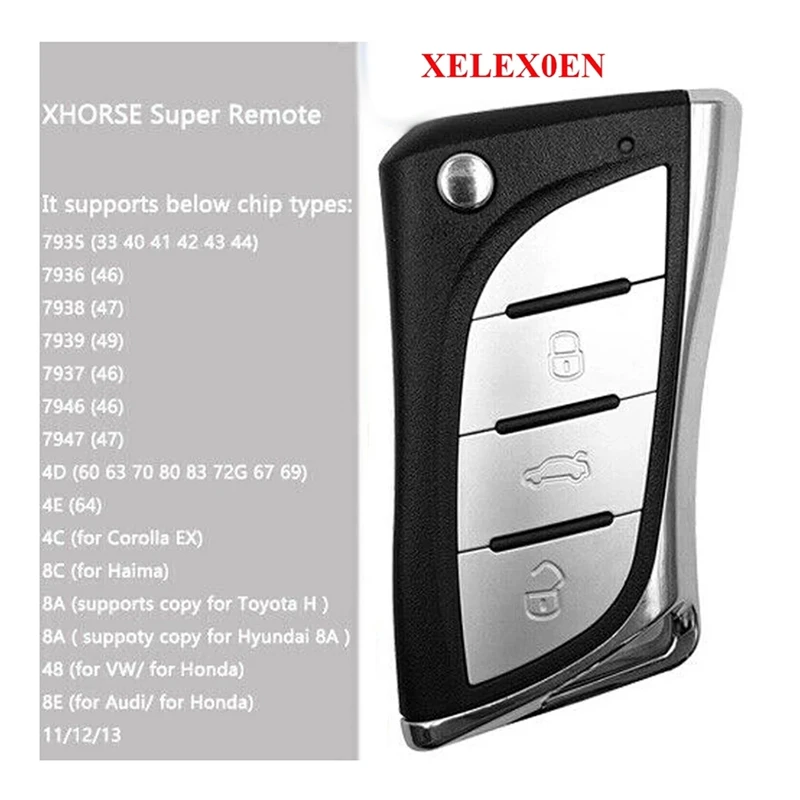 

For Xhorse XELEX0EN Car Remote Smart Key Fob 3 Buttons For Toyota Lexus Sytle Built-In Super Chip For VVDI Key Tool 5Pcs