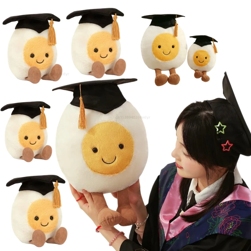 Funny Breakfast Doctor Egg Cute Plush Toy Students Graduation Gifts Holiday Present for Friends Office Decor Throw Pillow Dolls